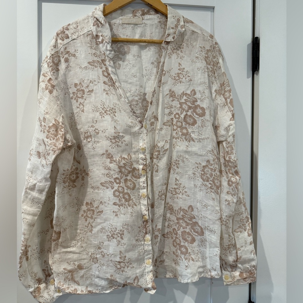 Linen Floral Button-Up Shirt